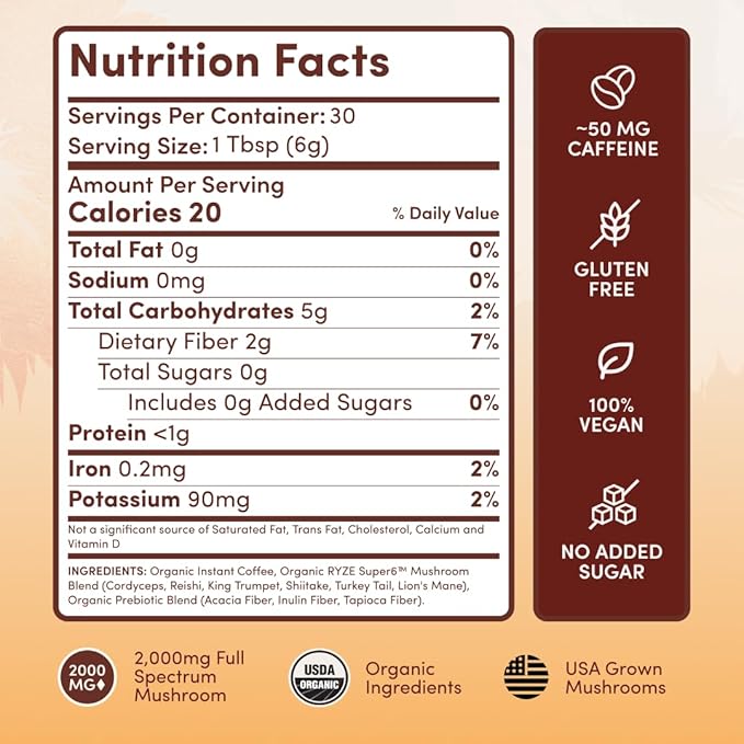 Mushroom Coffee for Energy & Focus (30 Servings) | Coffee Blend for Gut Health & Immunity | Instant Coffee with Lion’s Mane & Reishi - Bio Nutritional Hub