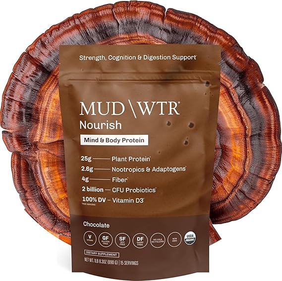 Chocolate Mushroom Protein Powder (15 Servings) | Adaptogenic Vegan Protein for Focus, Mood & Gut Health