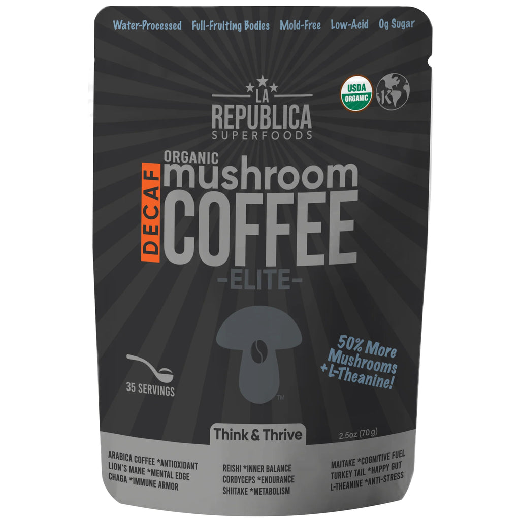 Decaf Mushroom Coffee (35 Servings) | Organic, Water - Processed, 8 Functional Mushrooms + L - Theanine - Bio Nutritional Hub