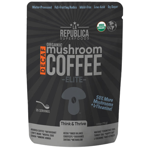 Decaf Mushroom Coffee (35 Servings) | Organic, Water - Processed, 8 Functional Mushrooms + L - Theanine - Bio Nutritional Hub