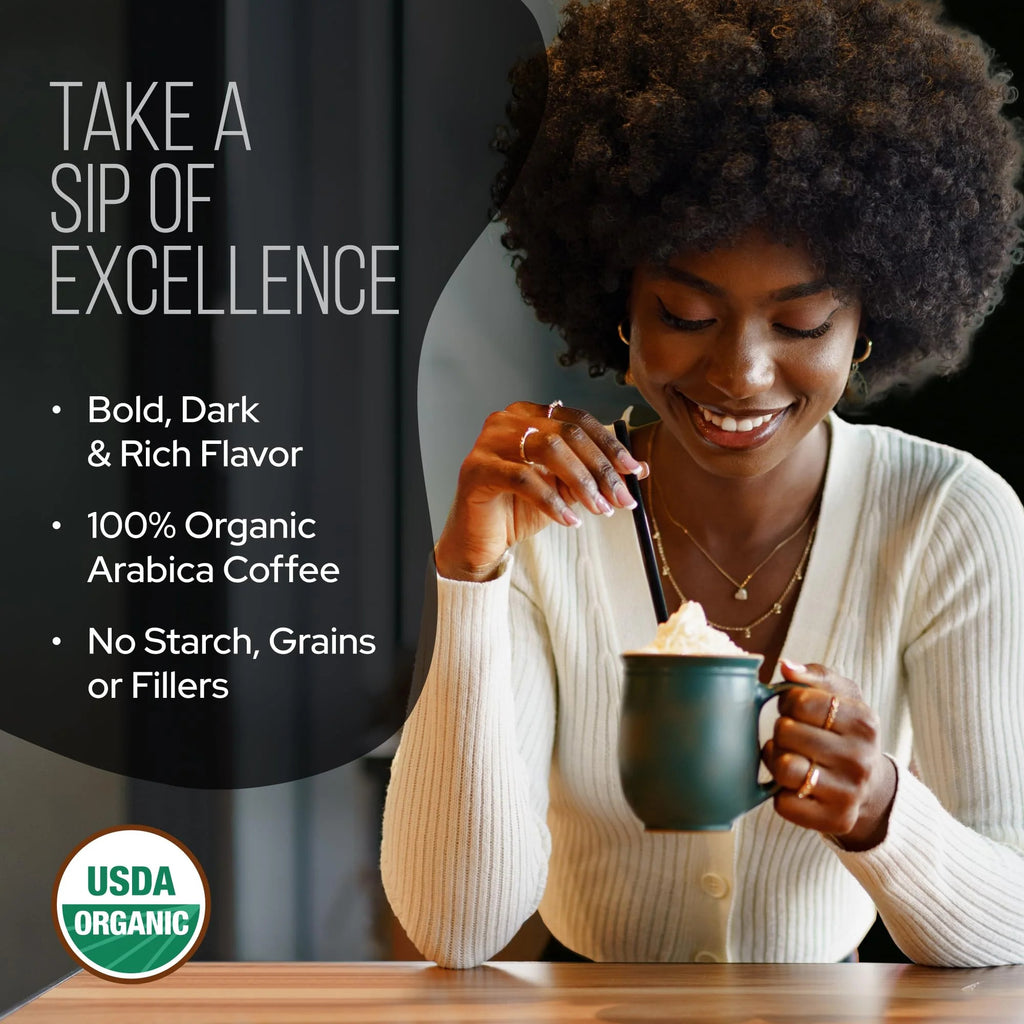 Decaf Mushroom Coffee (35 Servings) | Organic, Water - Processed, 8 Functional Mushrooms + L - Theanine - Bio Nutritional Hub