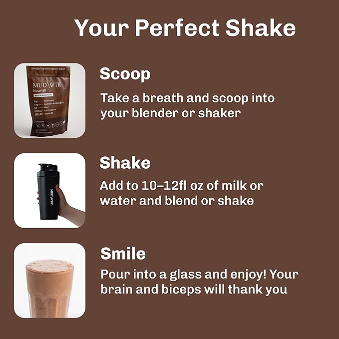 Chocolate Mushroom Protein Powder (15 Servings) | Adaptogenic Vegan Protein for Focus, Mood & Gut Health